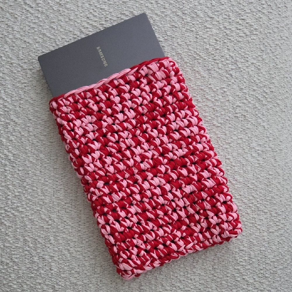 Bright Red and Pink Crochet Laptop Sleeve/Pouch